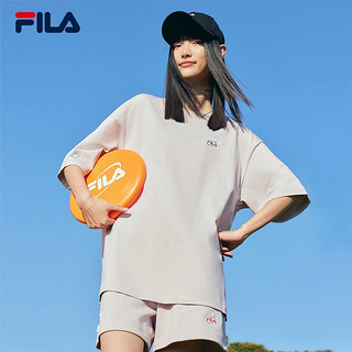 斐乐（FILA）官方针织短袖T恤情侣款2023多彩时尚圆领男女装字母中性宽松上衣 淡银灰-GY 170/92A/M