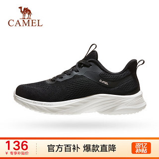 骆驼（CAMEL）运动跑步鞋男2023春夏情侣款轻便回弹大底网布运动鞋 K23S304010，黑/藕灰，女 43