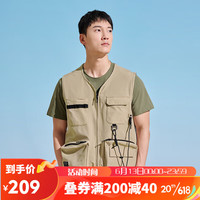 探路者（TOREAD）马甲23春夏男式多功能马甲户外休闲工装服TAFFAL81608深卡其XL
