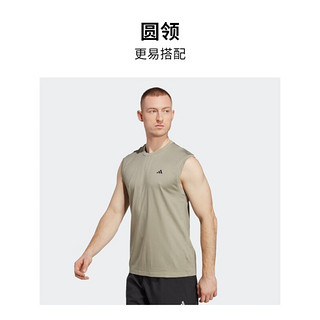 adidas阿迪达斯男装速干修身HIIT高强度间歇训练运动圆领健身背心 卵石银灰 A/L