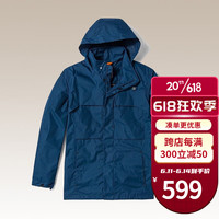Timberland添柏岚外套男装春夏新款户外运动服日常通勤防风工装连帽夹克上衣 A62FH288/深牛仔蓝 XL/185