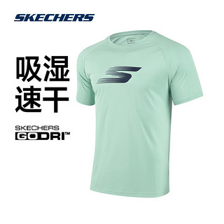 SKECHERS 斯凯奇 丨Skechers夏男子经典常规版型透气吸湿速干针织短袖T恤P223M127