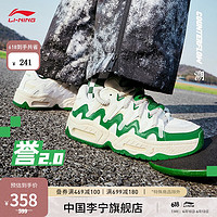 LI-NING 李宁 CF溯誉2丨运动鞋女2023新款厚底透气板鞋经典复古休闲鞋子AGCT178 云雾白/翠果绿-2 37