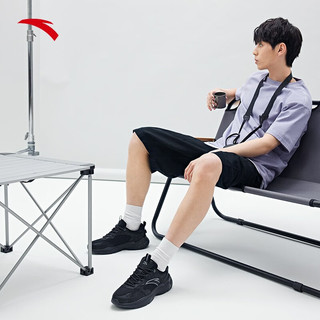 ANTA 安踏 老爹鞋男鞋2023冬季增高运动鞋轻便舒适厚底增高休闲鞋子男 泥沙灰/象牙白/浅墨蓝-6 8.5(男42)