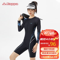 卡帕（KAPPA）泳衣女连体长袖保守温泉装显瘦遮肚运动泳装游泳衣 黑色 3XL