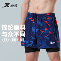 特步（XTEP）特步泳裤男士防尴尬游泳裤平角双层水陆两用温泉沙滩裤男 B220029