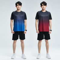 步锐特(BURUITE)运动套装男夏季健身衣服冰丝速干短袖T恤篮球训练短裤跑步服装备 一次两套,替换无忧 2XL(推荐体重130-150斤)