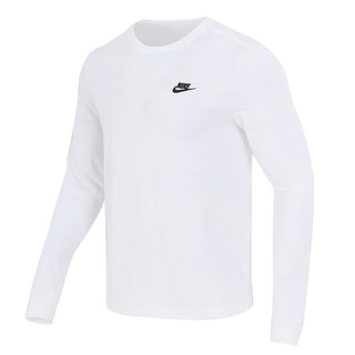 耐克（NIKE）长袖T恤男装夏季新款运动服针织透气打底衫圆领上衣AR5194-100 AR5194-100白色纯棉舒适 S