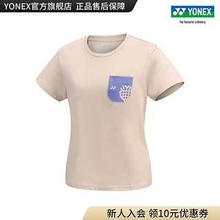 YONEX/尤尼克斯 16672CR/16675CR 2023SS自然环保系列 情侣款运动T恤yy 沙滩米黄色（女款） XXO