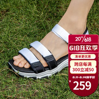 SKECHERS 斯凯奇 女鞋 23春季新款D'lites凉鞋搭扣透气休闲鞋厚底沙滩鞋 31514-WBK 36