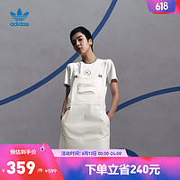 adidas阿迪达斯官方三叶草女装夏新款宽松运动背带连衣裙IK8605 奇妙白/岩层沙暴土 A/2XS