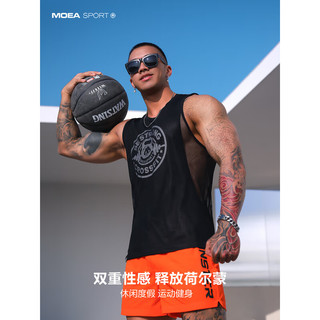 墨立方（MOEA）墨立方双层网纱性感背心男健身衣服篮球吸湿排汗速干无袖运动坎肩 黑色 185/104A/XXL（165-180斤）