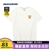 斯凯奇Skechers爆笑怪物系列男女款短袖潮流情侣款T恤衫棉花糖白/0074L