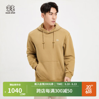  可隆 KOLON SPORT连帽卫衣 男子户外CAMPING印花露营系列运动长袖 LHMT3ST689-CA 驼 170/M