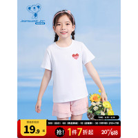 真维斯童装 2023夏季新款 女童印花圆领短袖T恤DF 漂白色8100 140