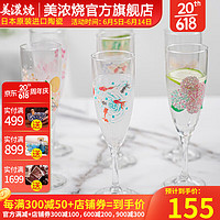 美浓烧（Mino Yaki）日本进口创意水晶玻璃冷感变色香槟杯高脚杯气泡酒杯甜酒杯高颜值 锦鲤