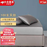 KooWispo100支兰精天丝床笠单件冰丝床笠罩100%莱赛尔床罩夏 帛觉灰 90*200cm适合25cm以内厚度床垫