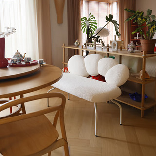 尖叫设计糖葫芦长凳客厅沙发凳北欧现代简约餐厅餐凳卧室床尾凳玄关换鞋凳 类羊羔绒-泡泡白（预售30天）
