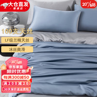 KooWispo100支兰精天丝被套单件冰丝被套单件100%莱赛尔被罩 劳伦蓝+帛觉灰 150*200cm被套单件