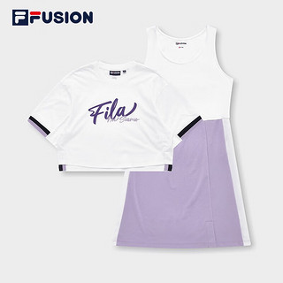 FILA FUSION斐乐潮牌官方女子连衣裙两件套2023夏新款运动休闲背心裙 标准白-WT 155/76A/XS