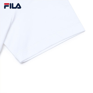 FILA 斐乐 官方女子短袖T恤2023秋季新款简约图案圆领休闲针织上衣 标准白-WT 170/88A/L
