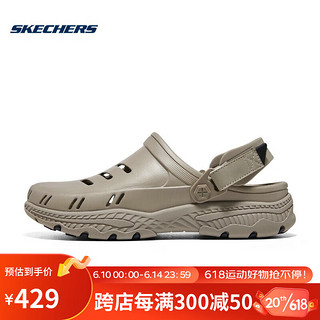 Skechers2023夏季男士凉鞋洞洞鞋沙滩鞋 243108-TPE 灰褐色 42