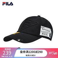 FILA x MIHARA斐乐棒球帽男新款潮流百搭鸭舌帽遮阳帽女帽 正黑色-BK XS