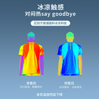 艾伦伯顿（Alen Botun）运动T恤男夏季速干健身短袖跑步骑行户外宽松冰丝上衣 蓝色 XL
