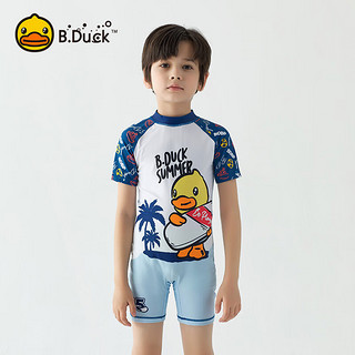B.Duck小黄鸭连体泳衣男童 短袖短裤男宝宝运动泳装温泉泳衣