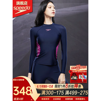 速比涛（Speedo）23年新款泳衣女显瘦训练抗氯泳装分体防嗮温泉潜水女子运动游泳衣 藏青色/浆果色 32