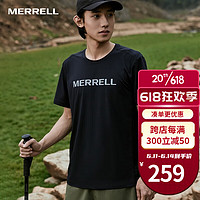 迈乐（Merrell）速干t恤男士户外跑步健身训练吸湿排汗透气弹力宽松舒适短袖上衣 MC2239004-2黑色 L