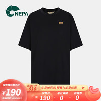 NEPA耐葩户外2023春夏新品女士宽松版型中长款短袖圆领T恤7J45362 黑色 165/88A