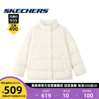 Skechers斯凯奇缤纷休闲系列秋冬女子保暖防风短款羽绒外套上衣L422W0380211L