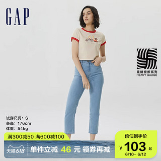 Gap 盖璞 女装夏季美式复古纯棉修身短袖T恤598249正肩辣妹上衣