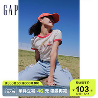 Gap 盖璞 女装夏季美式复古纯棉修身短袖T恤598249正肩辣妹上衣