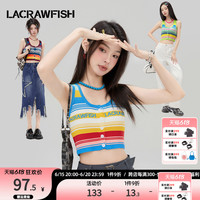 LACRAWFISH甜辣少女复古彩虹撞色条纹提花夏日多巴胺吊带小背心女