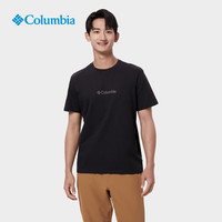 Columbia BJ 哥伦比亚T恤男23春夏新款户外纯棉舒适透气圆领短袖AE1458 010/黑色 S