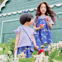 迷你巴拉 MINI BALA 巴拉女童宝宝透气吸汗棉裙子两件套夏