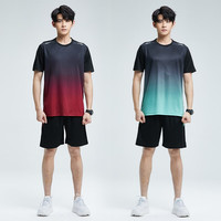 步锐特(BURUITE)运动套装男夏季健身衣服冰丝速干短袖T恤篮球训练短裤跑步服装备 一次两套,替换无忧 XL(推荐体重110-130斤)