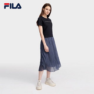 斐乐（FILA）官方女子短袖T恤2023夏季新款时尚休闲简约针织短袖衫 传奇蓝-NV 170/88A/L