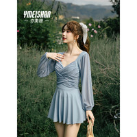 亦美珊 YI MEI SHAN亦美珊 YI MEI SHAN连体泳衣女泡温泉遮肚显瘦保守泳装 YMS239139 雾霾蓝 M