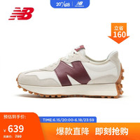 NEW BALANCE女鞋327系列舒适复古时尚潮流休闲运动鞋 灰色/米白/酒红