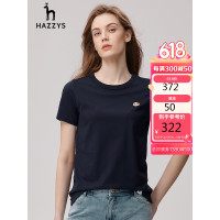 HAZZYS 哈吉斯 女装2023T恤圆领青春休闲T恤衫ASTSE02BE51