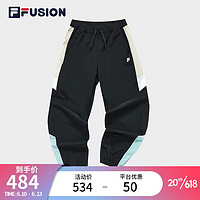 斐乐（FILA） FUSION男梭织长裤2023夏新款基础收口运动休闲裤 深黑-BK 180/88A/XL