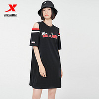 XTEP 特步 猫和老鼠联名丨T恤女短袖夏新款运动女装插肩袖长款T恤连衣裙
