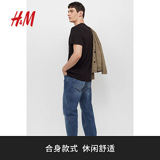 H&M 男士袖棉纯色打底衫0685816