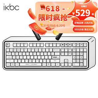 ikbc B站小电视 108键 无线双模机械键盘 白色 Cherry红轴 无光