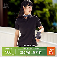 KOLON SPORT/可隆速干POLO衫 女子户外防晒UPF50+抗菌极简商务空气短袖 LKPT3MTT54-BL 黑 180/2XL