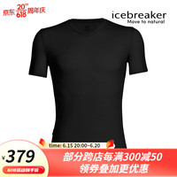 icebreaker破冰者 美利奴羊毛 男Anatomica短袖V领打底衫103661 001/黑色 XXL