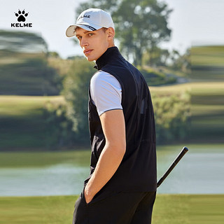 卡尔美（KELME）GOLF马甲男2023春季新款跑步速干运动服显瘦背心训练马夹梭织外套 玛瑙黑 M